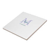 Carreau simple minimum ajouter nom monogramme violet vert  (Côté)