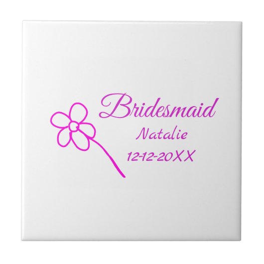 Carreau Simple minimum rose bridesmaid ajouter le nom de l (Devant)