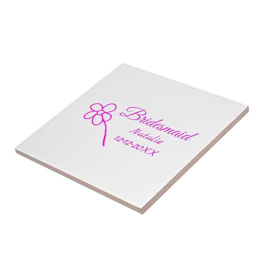 Carreau Simple minimum rose bridesmaid ajouter le nom de l (Côté)