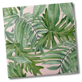 Carreau Simple moderne Pink Palm Leaf Tropical Floral