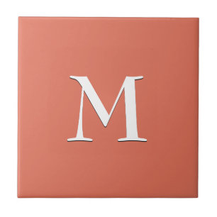 Carreau Simple MONOGRAMME BLANC sur Terracotta