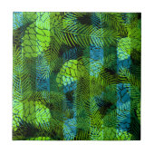 Carreau Simples hiver Noël vert vert cônes de pin bleu tr (Devant)