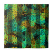 Carreau Simples hiver Noël vert vert cônes de pin bleu tr (Devant)