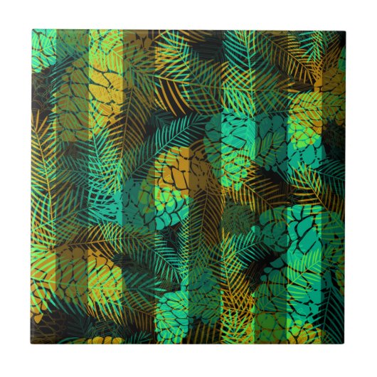 Carreau Simples hiver Noël vert vert cônes de pin bleu tr (Devant)