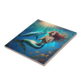 Carreau Sirène Angélique Nageant Avec Dauphins, (Côté)