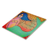 Carreau Sirène avec cheveux bleus Peinture Abstraite (Côté)