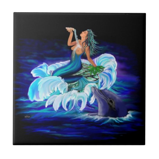 Carreau Sirène avec dauphin (Devant)