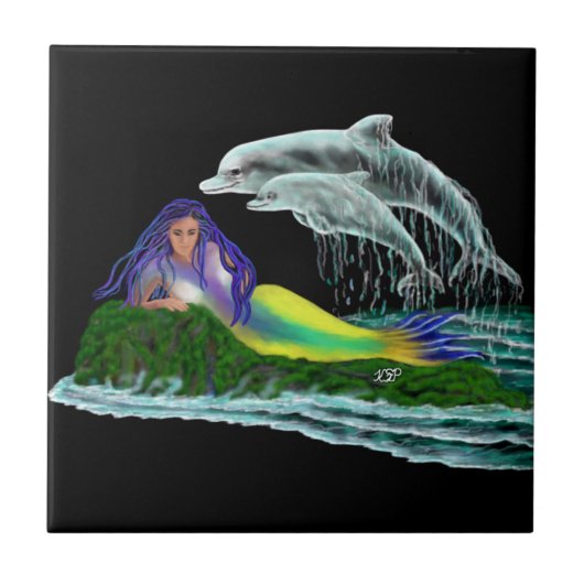 Carreau Sirène avec dauphins (Devant)