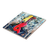 Carreau sirène blonde avec la queue rouge (Côté)