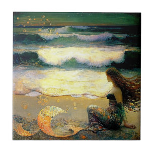 Carreau Sirène et lutins dorés de la mer