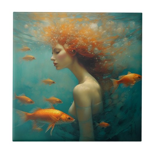 Carreau Sirène et poisson d'or (Devant)