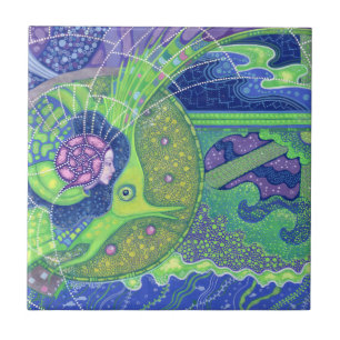 Carreau Sirène & poisson, imaginaire sous-marin, art nauti