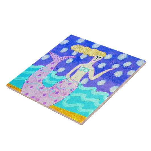 Carreau Sirène rose Art Abstrait original (Côté)