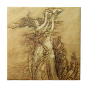 Carreau Sirènes pêchant pour la tuile de perles