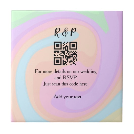 Carreau Site web de mariage rsvp q r code ajouter nom text (Devant)