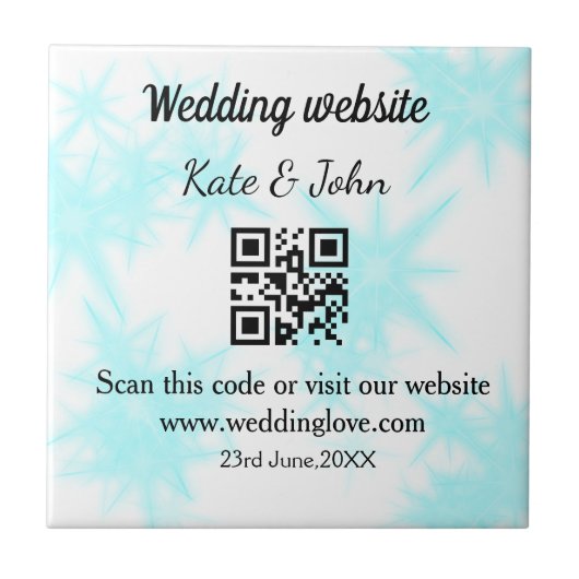 Carreau Site web de mariage simple minimal Q R code ajoute (Devant)