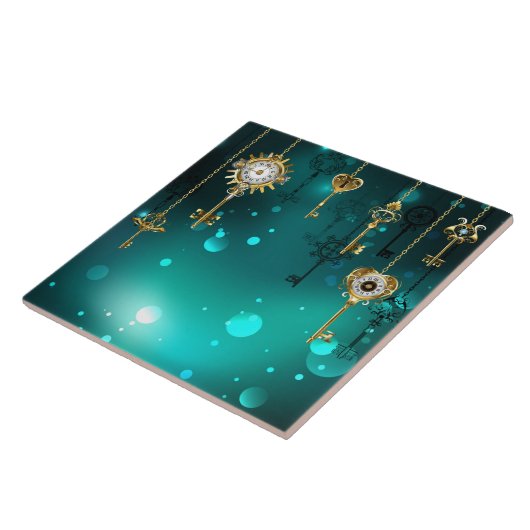 Carreau Skeleton Keys on Green Background (Côté)