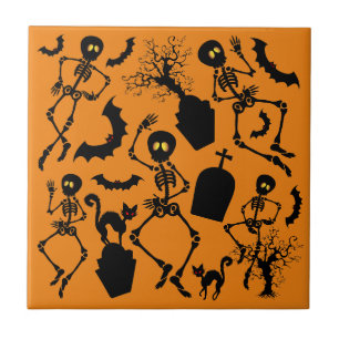 Carreau Skeletons d'Halloween Macabre Dance