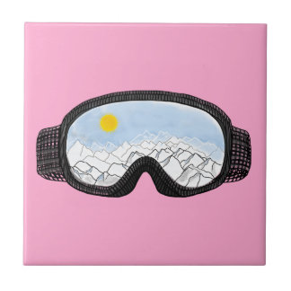 Carreau Ski Goggles Mountain View Illustration rose