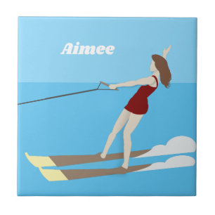 Carreau Ski nautique de style vintage