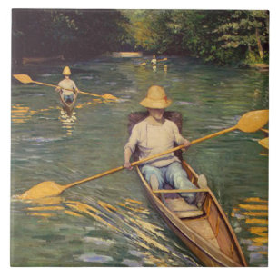 Carreau Skiffs vintages de Gustave Caillebotte sur les Yer