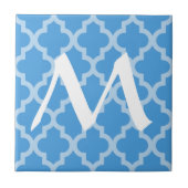 Carreau Sky Blue marocain Moods Quatrefoil avec initial (Devant)