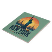 Carreau Skyline de New York avec Statue de la Liberté (Côté)