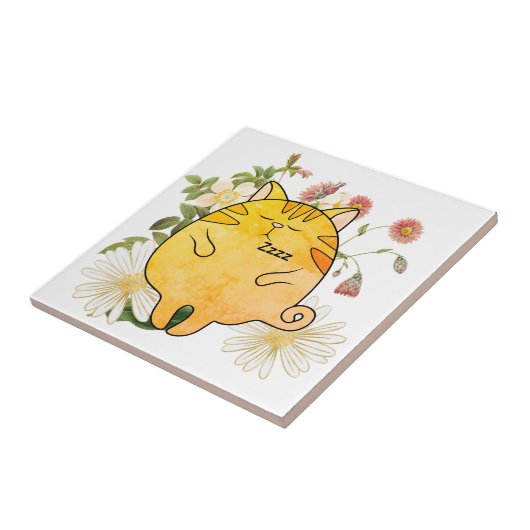 Carreau Sleepy Ginger Cat (Côté)