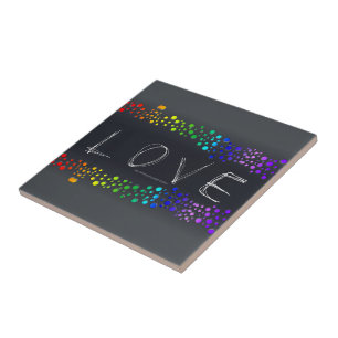 Carreau SlipperyJoe's scribbled love word rainbow gradient