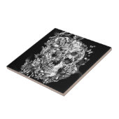 Carreau Snowbirds, crâne fait d'oiseaux et fleurs (Côté)