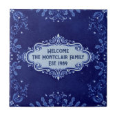 Carreau Snowflake pattern blue & white holiday custom name (Devant)