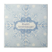 Carreau Snowflake pattern blue & white holiday custom name (Devant)