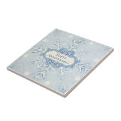 Carreau Snowflake pattern blue & white holiday custom name (Côté)