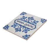 Carreau Snowflake pattern blue & white holiday custom name (Côté)