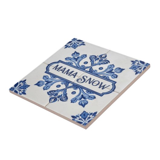 Carreau Snowflake pattern blue & white holiday custom name (Côté)