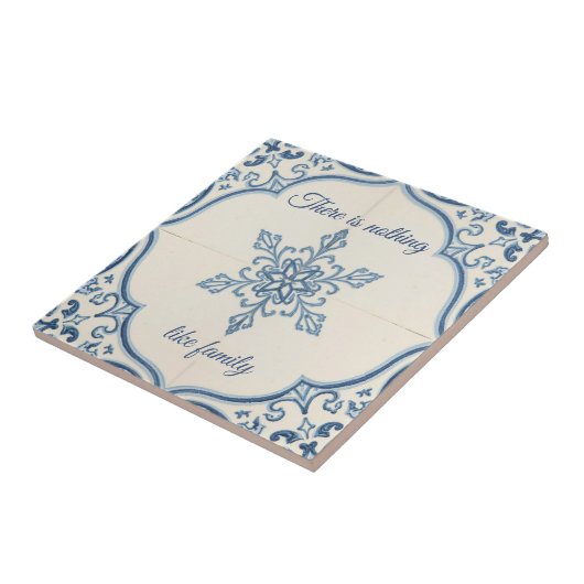 Carreau Snowflake pattern blue & white holiday custom name (Côté)