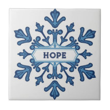 Snowflake pattern blue & white holiday custom name