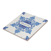 Carreau Snowflake pattern blue & white holiday custom name (Côté)
