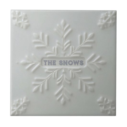 Carreau Snowflake pattern blue & white holiday custom name (Devant)