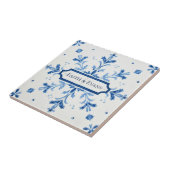 Carreau Snowflake pattern blue & white holiday custom name (Côté)