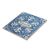 Carreau Snowflake pattern blue & white holiday custom name (Côté)