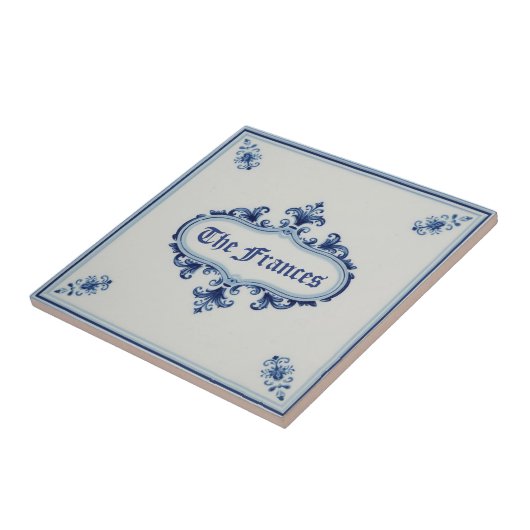 Carreau Snowflake pattern blue & white holiday custom name (Côté)