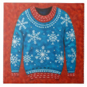 Carreau Snowflake Red Blue Ugly Sweater Fun Holiday Tile (Devant)