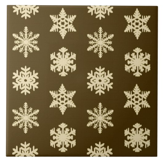 Carreau Snowflakes Ikat - Beige et Chocolat Brown (Devant)