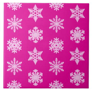 Carreau Snowflakes Ikat - Fuchsia et rose glace