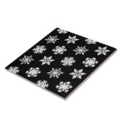 Carreau Snowflakes Ikat - Noir et blanc (Côté)