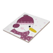 Carreau Snowman en Écharpe violette et Casquette (Côté)