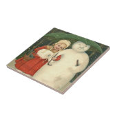 Carreau Snowman Girl parapluie neige chute (Côté)