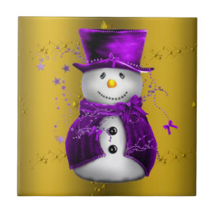 Carreau Snowman violet à Noël d'or