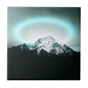 Carreau Snowy mountain mysterious blue neon light
